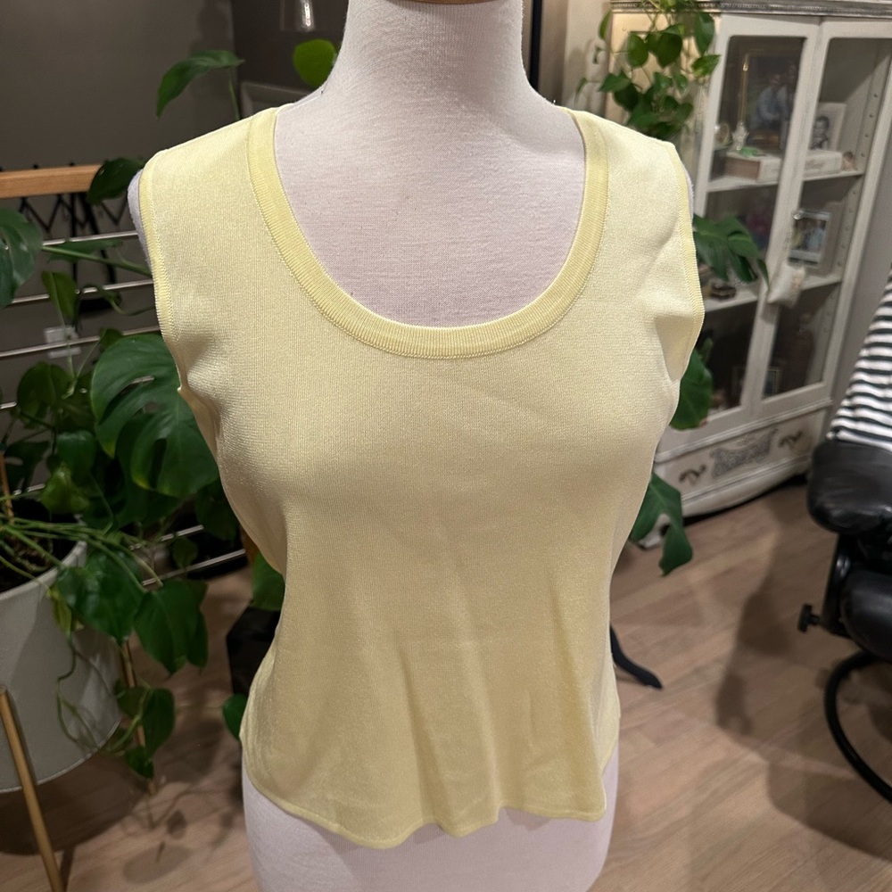 Ming Wang Light Yellow Knit Tank Top